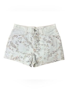 rag & bone White Floral Print Denim Shorts